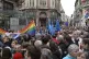 Waving EU and party flags Hungarian demonstrators protest ag