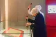 Reverend Dr Sue Parfitt and Judy Bruce smash the glass cabin