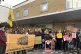 London Renters Union members protest outside a Foxtons letti