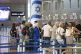 Travellers line up at Ben Gurion International Airport near 