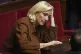 French far-right leader Marine Le Pen reacts at the National