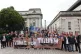 Protesters outside Belfast High Court take part in the Time 