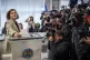 Moldova's President Maia Sandu prepares to cast her vote, in