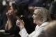French far-right leader Marine Le Pen reacts during the spee