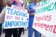 Members of the National Education Union (NEU) take part in a