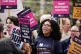 NHS workers on the picket line outside St Thomas' Hospital, 
