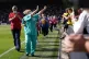 NHS workers receive a heroes welcome at half time at Vicarag