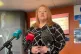 Stormont Justice Minister Naomi Long speaking to the media a