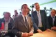 Brexit Party leader Nigel Farage visits a vape shop with the
