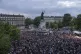 People gather at Republique square to protest the far-right 