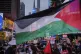 Palestinian supporters protest Israeli Prime Minister Benjam