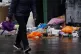 Overflowing bins in the Grassmarket area of Edinburgh where 