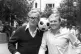Actor Michael Caine, left, and footballer Bobby Moore in Lei