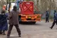 A lorry carrying explosive material arrives at the Horse Hil