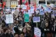 
Junior doctors holding placards during a protest rally on 