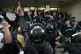 Deliveroo riders protest outside the company's HQ in August 