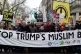 Demonstrators march to Downing Street in protest of US Presi