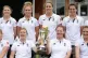 The England women cricket team pose with the World Cup troph