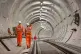 Crossrail engineers inspect completed tracks in October 2018