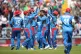 Afghanistan players celebrate taking the wicket of Pakistan'