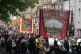 Pipe bands and banners parade through Durham during the Durh