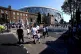 Fans arrive at the stadium ahead of the Premier League match