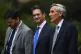 Steve Baker (centre) with fellow Tory MPs Stephen Crabb (lef