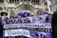 Campaigners outside the Royal Courts of Justice in London, w