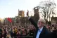 Jeremy Corbyn waves to supporters after speaking at a rally 