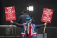 Anti Brexit protestor Steve Bray attempings to appear in sho