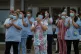 Care workers outside of Abbeydale Court Care Home during the