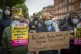 Activists from Stand Up to Racism hold a demonstration outsi