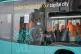 A passenger aboard a bus in Cardiff, July 2020