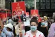 NHS workers protesting for a pay rise outside St Thomas' hos