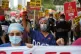 NHS workers march to Downing Street, London, during a rally 