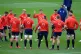 England's Owen Farrell gives a team talk during the training