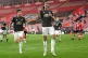Edinson Cavani (centre) celebrates scoring during a Premier 