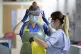 Nurses changing their PPE on Ward 5, a Covid Red Ward, at th