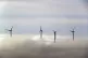 Wind turbines, a source of renewable energy, sticking out th