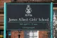 Signage for James Allen's Girls' School, in south east Londo