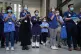Vaccination volunteers and nurses at a NHS pop-up vaccinatio