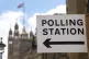 A sign outside a polling station in central Westminster, Lon