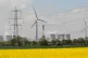 Wind turbines at Loftsome Bridge, East Yorkshire, with Drax 