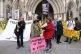 Protestors outside the High Court in London, ahead of a hear