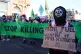 Demonstrators at an Extinction Rebellion protest during the 