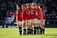 UNITY: Manchester United players line up in a wall for a fre