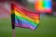 A rainbow corner flag