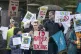 Protesters outside Sheffield Girls' School, as teachers at 2