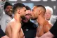 RIVALS: Amir Khan (left) and Kell Brook during the weigh in 