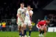 England's Alex Dombrandt and Ben Youngs (right) celebrate wi